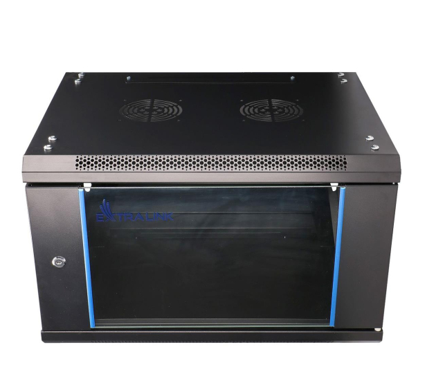 Extralink Szafka wisząca rack 6U 600x450 czarna szklane drzwi EX.7225 - 484915 - zdjęcie